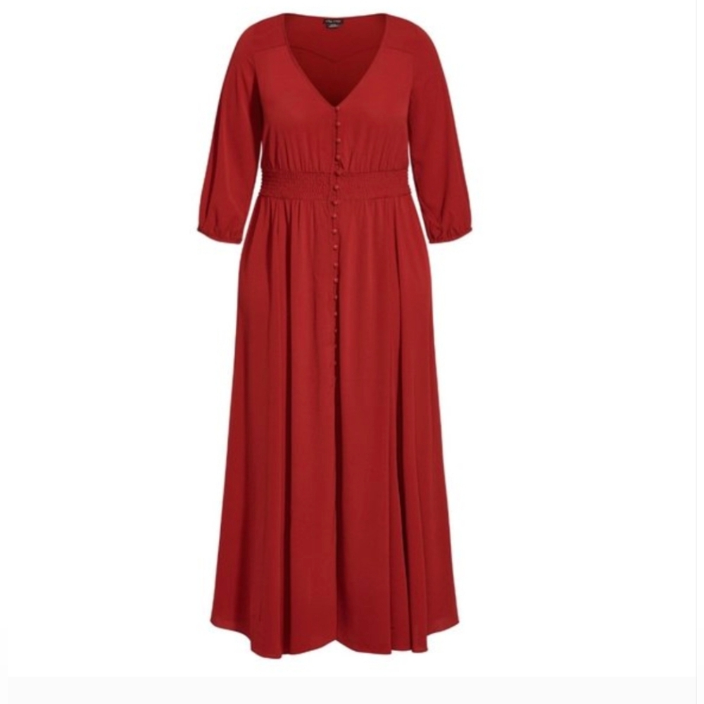City Chic "Desire" Deep Red Maxi Dress - Picture 4 of 8